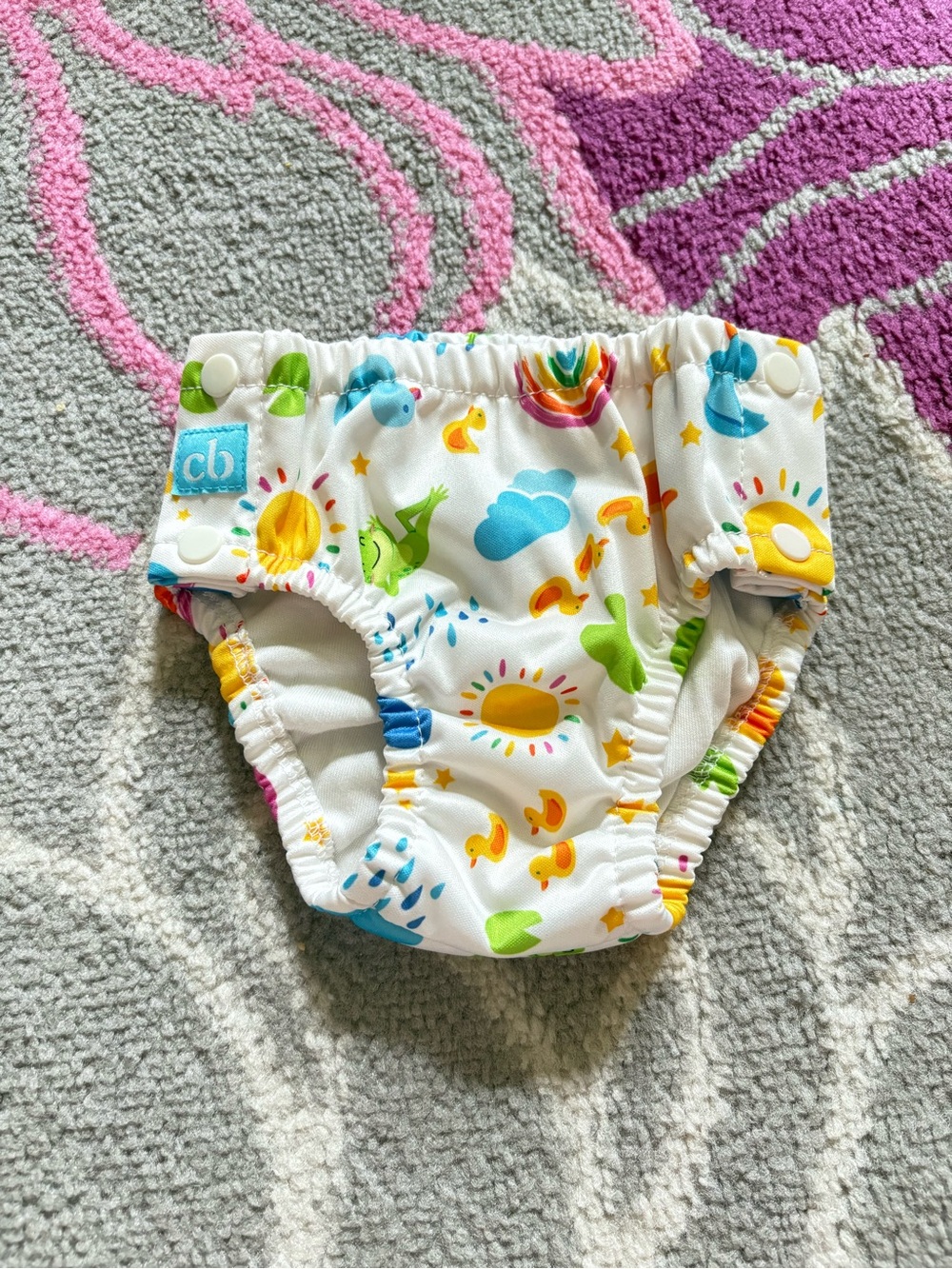 Charlie Banana Spring Print “Hello Sunshine” Swim Diaper with Snaps 16-28 lbs